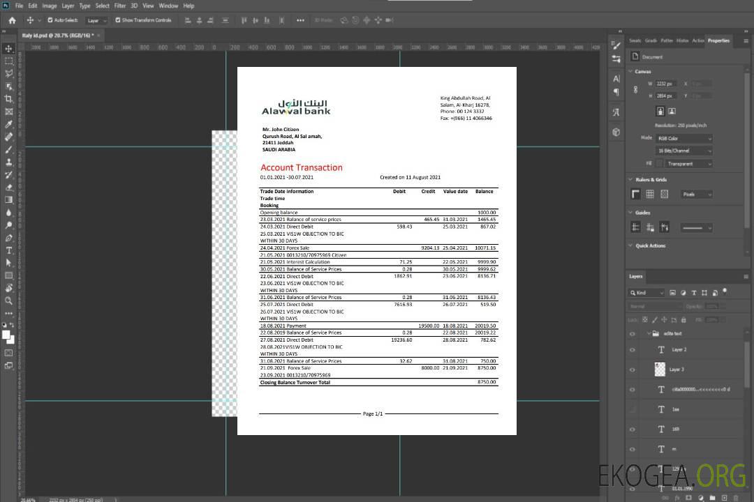 Arabie Saoudite Alawwal Bank excel pdf template
